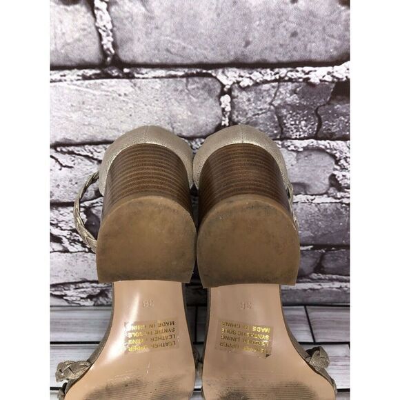 Silent D Raxiera Gold Braided Leather Block Heel Sandals Women’s Sz 38EU/7.5M US - Picture 14 of 16